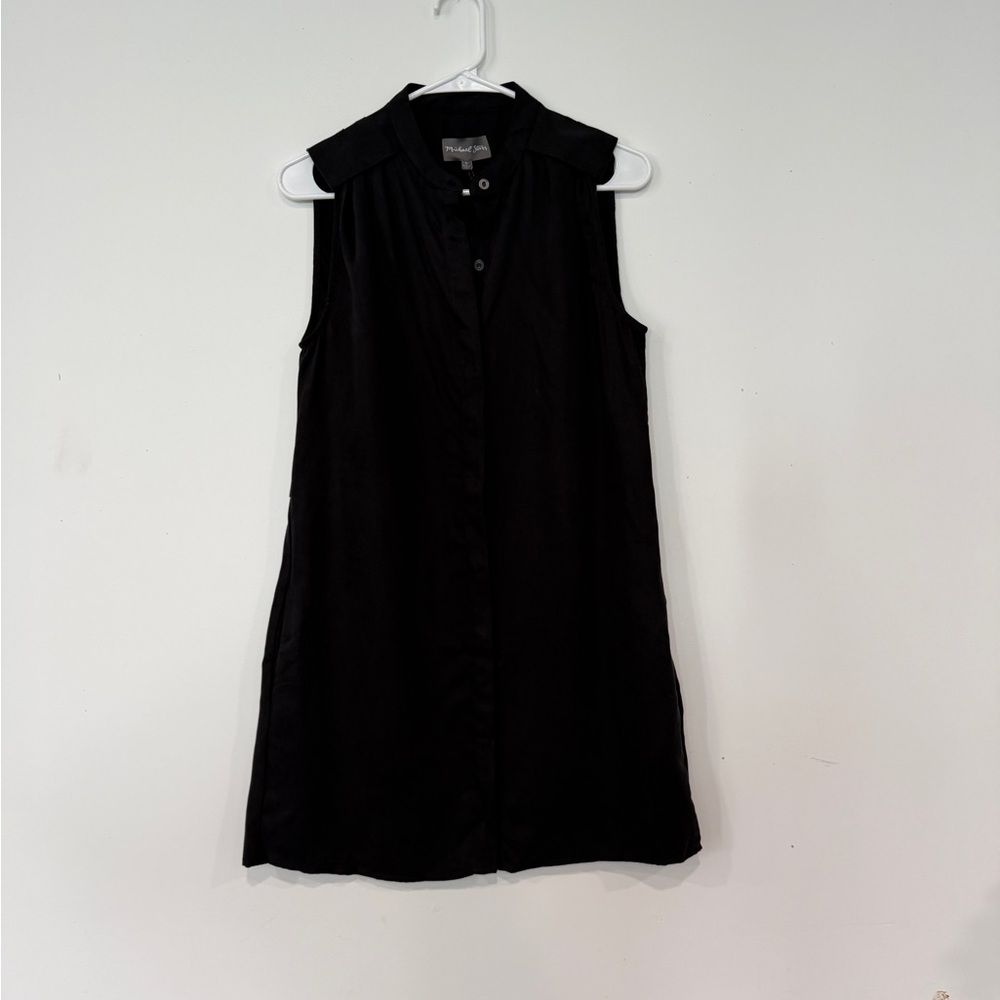 Michael Stars Black Sleeveless Button Front   Dress
